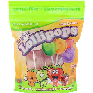 Xyloburst, Sugar-Free Lollipops with Xylitol, Assorted Flavors, Approximately 25 Lollipops (9.3 oz)