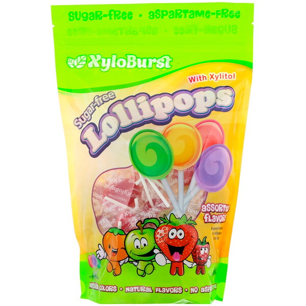 Xyloburst, Sugar-Free Lollipops with Xylitol, Assorted Flavors, 50 Lollipops (18.6 oz)