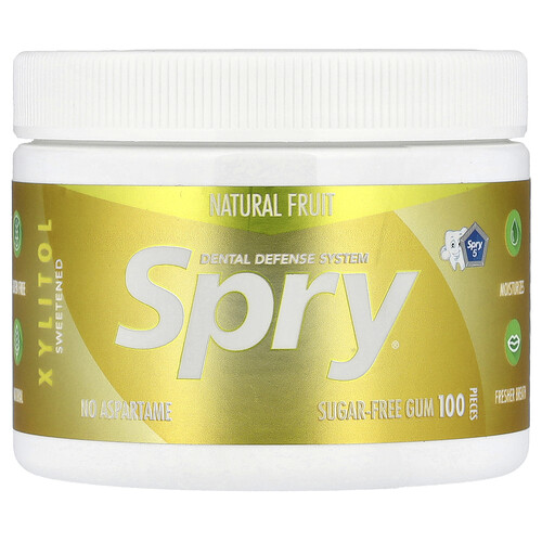 Xlear, Spry®, gumă de mestecat fără zahăr, fructe naturale, 100 bucăți
