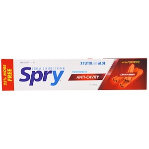 Отзывы о Кслир, Spry, Toothpaste with Fluoride, Anti-Cavity, Cinnamon, 5 oz (141 g)