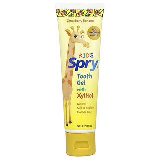 كلير‏, Kid's Spry® ، جل الأسنان مع الزيليتول ، لعمر 3 أشهر فما فوق ، بنكهة الفراولة والموز ، 2 أونصة سائلة (60 مل)