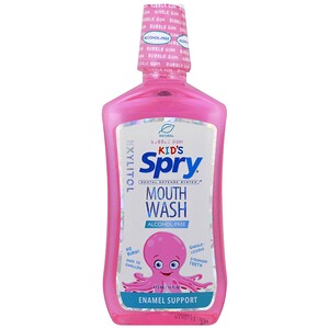 Кслир, Kid's Spry Mouth Wash, Enamel Support, Alcohol-Free, Natural Bubble Gum, 16 fl oz (473 ml) отзывы