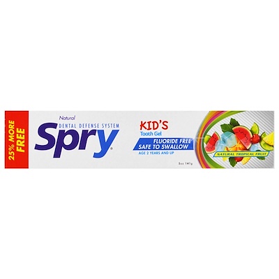 Купить Xlear Kid's Spry, Tooth Gel, Fluoride-Free, Natural Tropical Fruit, 5 oz (141 g)
