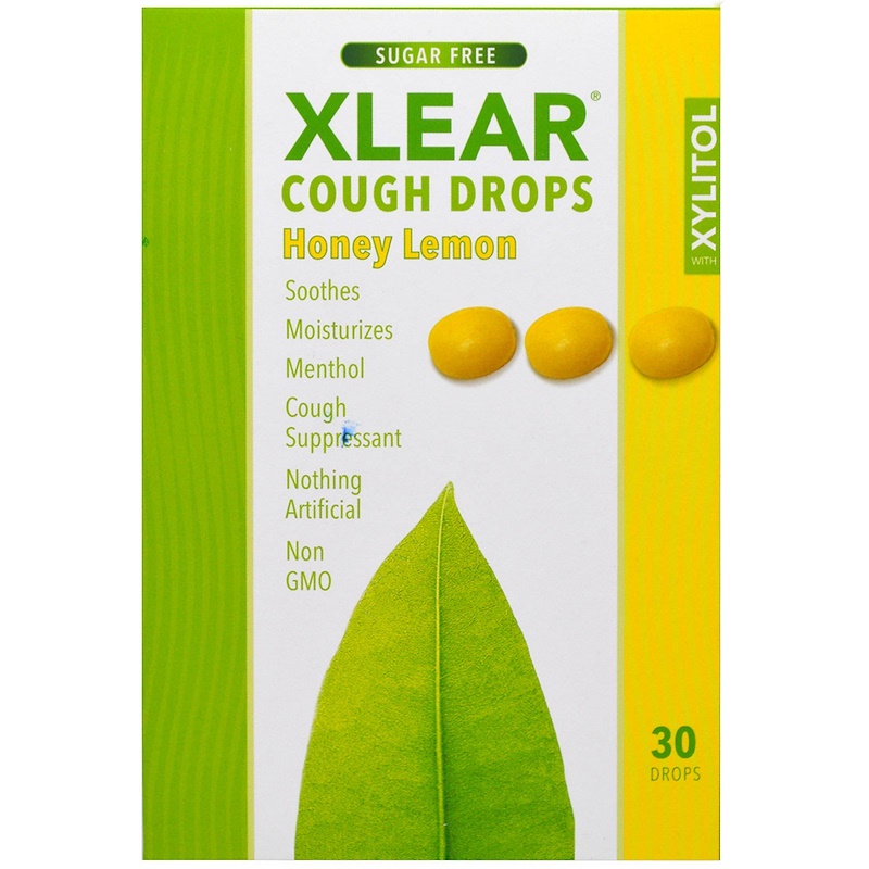 Xlear, Xylitol, Cough Drops, Sugar Free, Honey Lemon, 30 Drops iHerb