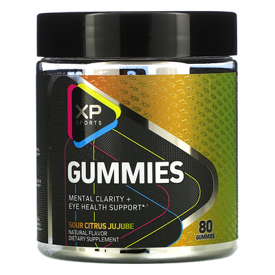 XP Sports Gummies, Mental Clarity + Eye Health Support, Sour Citrus Jujube, 80 Gummies