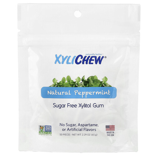 Xylident Sugar Free Xylitol Gum, Natural Peppermint, 50 Pieces, 2.29 oz (65 g)