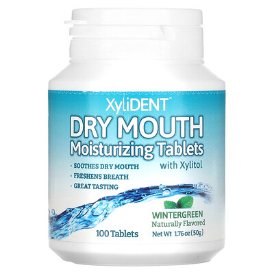 

XyliDENT Dry Mouth, увлажняющие таблетки с ксилитолом, грушанкой, 100 таблеток