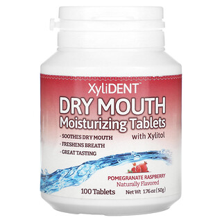 XyliDENT, Boca Seca, Comprimidos Hidratantes com Xilitol, Romã e Framboesa, 100 Comprimidos