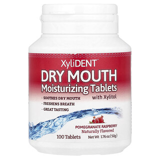 XyliDENT, Ağız Kuruluğu, Ksilitollü Nemlendirici Tabletler, Nar Ahududu, 100 Tablet, 1,76 oz (50 g)