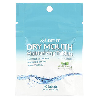 XyliDENT, Comprimés hydratants pour la bouche sèche avec xylitol, Gaulthérie, 40 comprimés