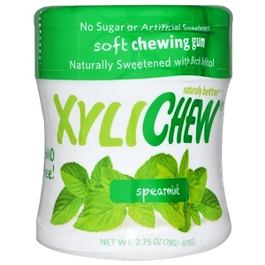 Xylichew Gum, Жевательная резинка, подслащенная березовым ксилитом, курчавая мята, 60 штук, 2,75 унций (78 г)