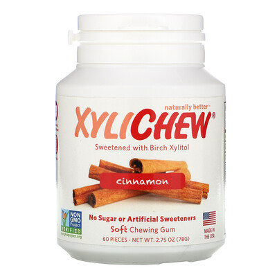 Xylichew Sweetened with Birch Xylitol, Cinnamon, 60 Pieces, 2.75 oz (78 g)
