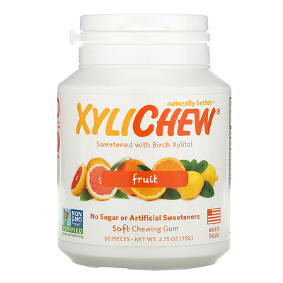 Жевательная резинка Xylichew, с натуральным березовым ксилитом, фруктовый вкус, 60 шт