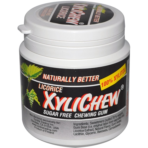 Xylichew, Sugar Free Chewing Gum, Licorice, 100 Pieces iHerb