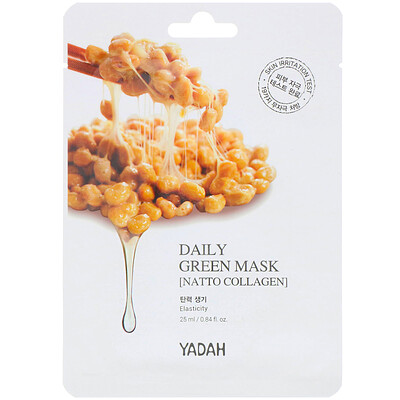 Yadah Daily Green Mask, Natto Collagen, 1 Sheet, 0.84 fl oz (25 ml)