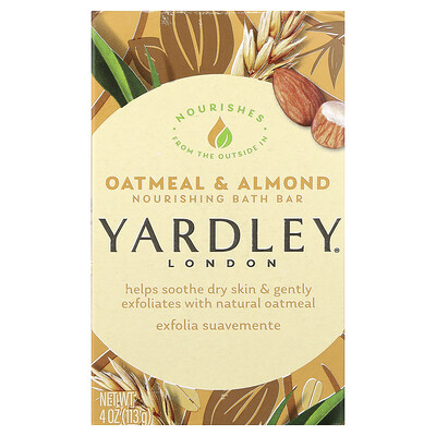 Yardley London, Moisturizing Bath Bar, Oatmeal & Almond, 4 oz (113 g)
