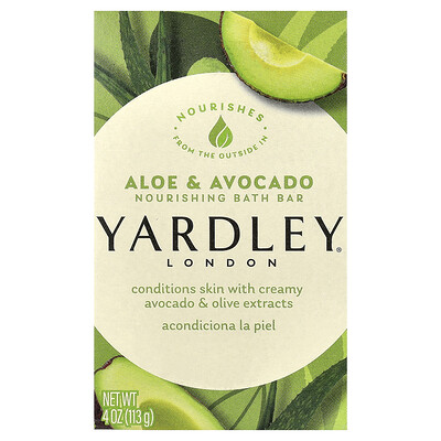 Yardley London, Moisturizing Bath Bar, Aloe & Avocado, 4 oz (113 g)