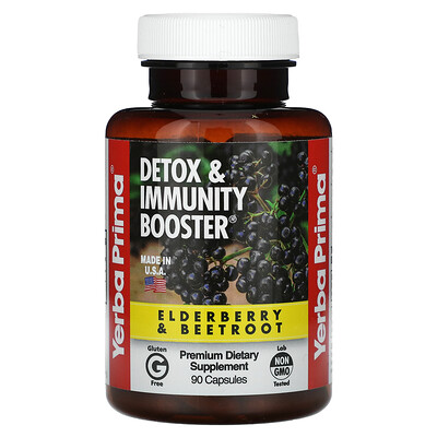 

Yerba Prima, Detox & Immunity Booster, Elderberry & Beetroot, 90 Capsules