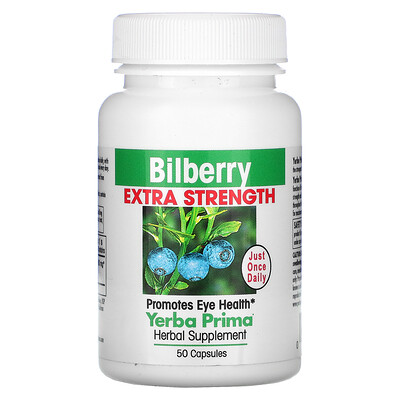 Yerba Prima Bilberry Extra Strength, 50 Capsules