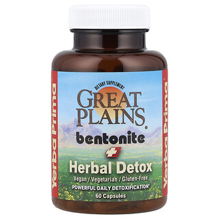 Yerba Prima, Great Plains® Bentonită + Detoxifiere pe bază de plante, 60 de capsule