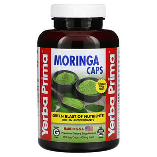 Yerba Prima, Cápsulas de moringa, 400 mg, 180 cápsulas vegetarianas