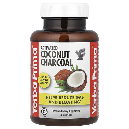 Yerba Prima Activated Coconut Charcoal, 60 Capsules (130 mg per Capsule)