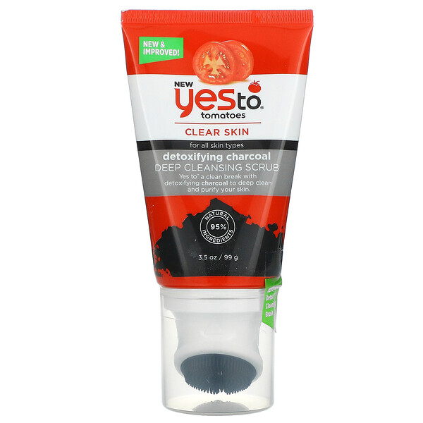 Yes To, Detoxifying Charcoal Deep Cleansing Scrub, Tomatoes, 3.5 oz (99 g)