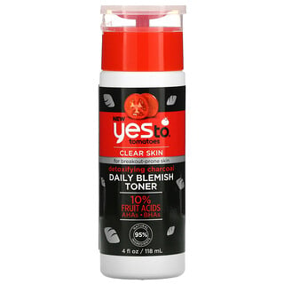 Yes To, Detoxifying Charcoal Daily Blemish Toner, Tomatoes, 4 fl oz (118 ml)