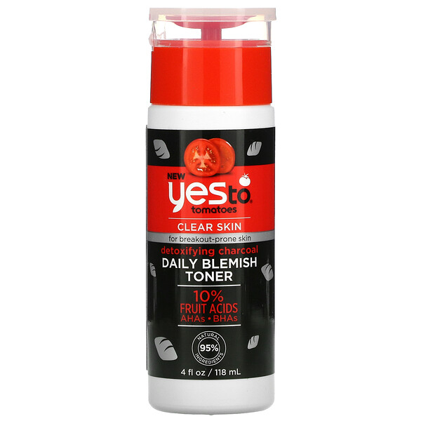 Yes To, Detoxifying Charcoal Daily Blemish Toner, Tomatoes, 4 fl oz (118 ml)
