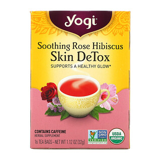 Yogi Tea, Piel DeTox, Hibisco rosa calmante, 16 bolsas de té, 1.12 oz (32 g)
