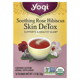 Yogi Tea, Skin DeTox, успокаивающий чай с розой и гибискусом, 16 чайных пакетиков, 32 г (1,12 унции)