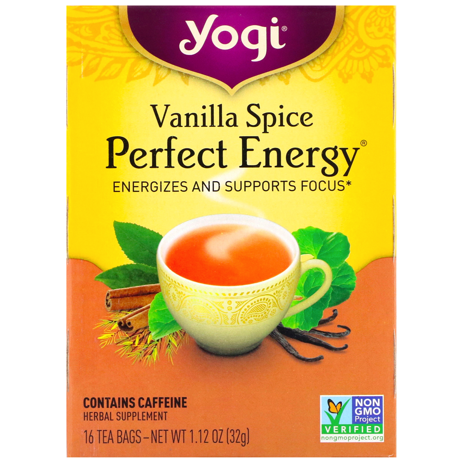 Yogi Tea, Perfect Energy, Vanilla Spice, 16 Tea Bags, 1.12 oz (32 g