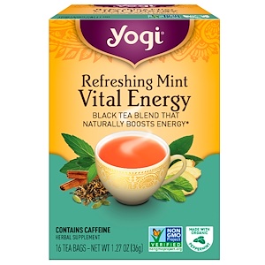 Отзывы о Йоги Ти, Vital Energy, Refreshing Mint, 16 Tea Bags, 1.27 oz (36 g)