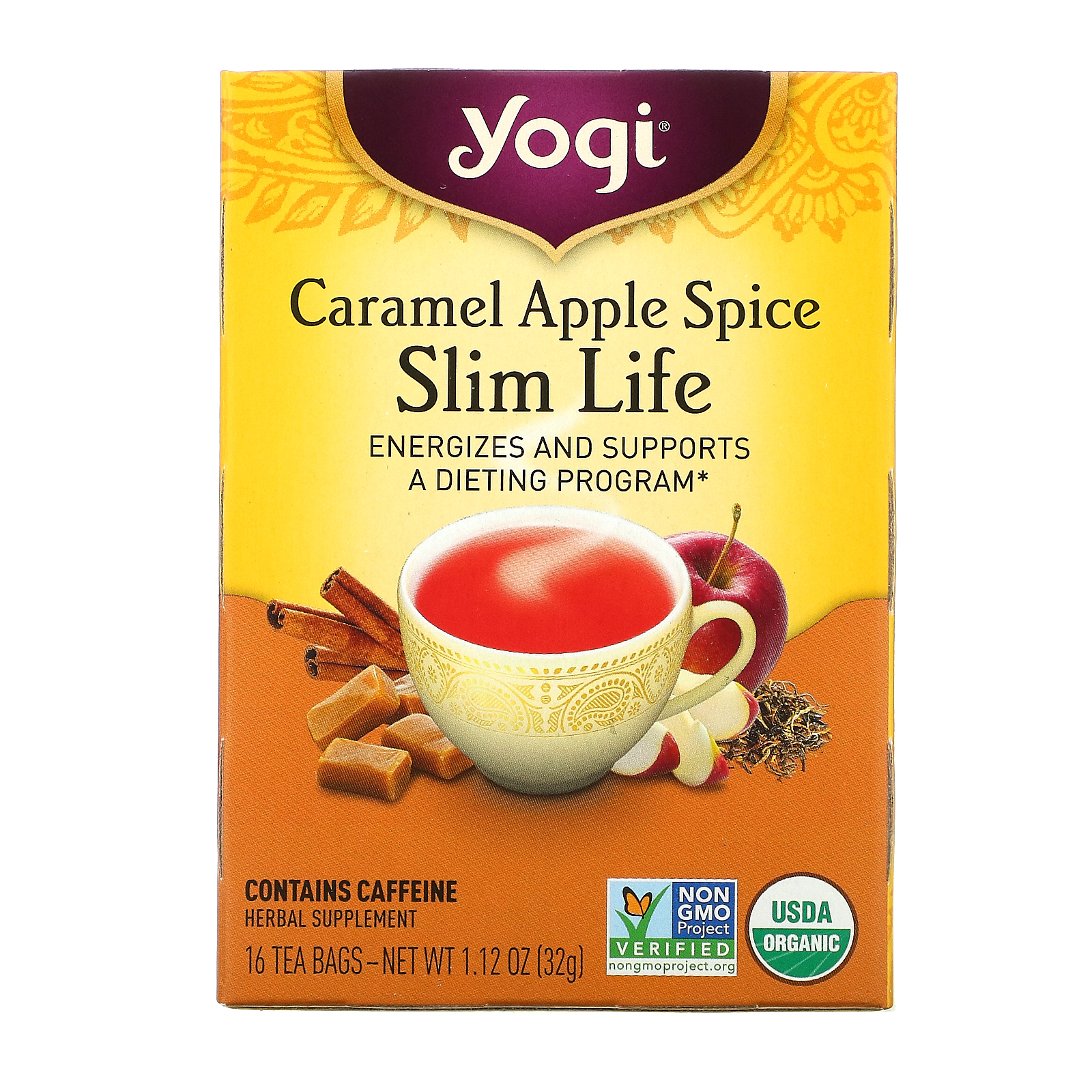 Yogi Tea スリムライフ キャラメルアップルスパイス ティーバッグ16袋 32g 1 12オンス Iherb Yogi Tea スリムライフ キャラメルアップルスパイス ティーバッグ16袋 32g 1 12オンス Iherb