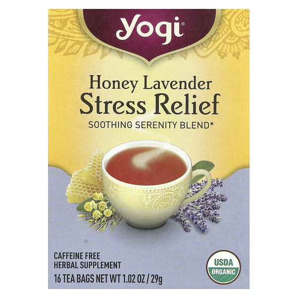 Yogi Tea Stress Relief, Honey Lavender, Caffeine Free, 16 Tea Bags, 1.02 oz (29 g)