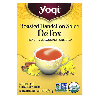 Yogi Tea, DeTox, обсмажена кульбаба зі спеціями, без кофеїну, 16 чайних пакетиків, 24 г (0,85 унції)