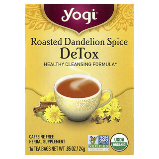 Yogi Tea (요기티), DeTox, 볶은 민들레 향신료, 카페인 무함유, 티백 16개, 24g(0.85oz)