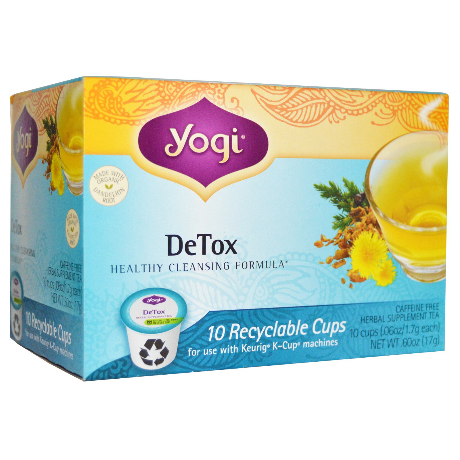 Yogi Tea Detox Herbal Supplement Tea Caffeine Free 10 Cups 06 Oz 1 7 G Each Iherb
