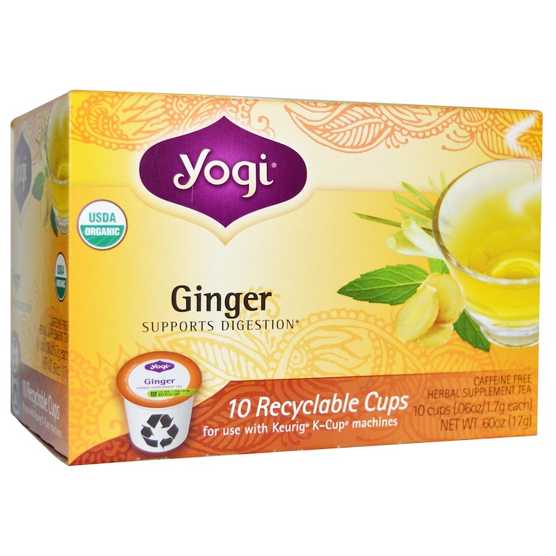 Yogi Tea, Organic, Ginger, Herbal Supplement Tea, Caffeine Free, 10