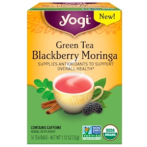 Отзывы о Йоги Ти, Green Tea Blackberry Moringa, 16 Tea Bags, 1.12 oz (32 g)