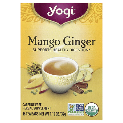 Product Image for Yogi Tea, Mango Ginger, Caffeine Free, 16 Tea Bags, 1.12 oz (32 g)