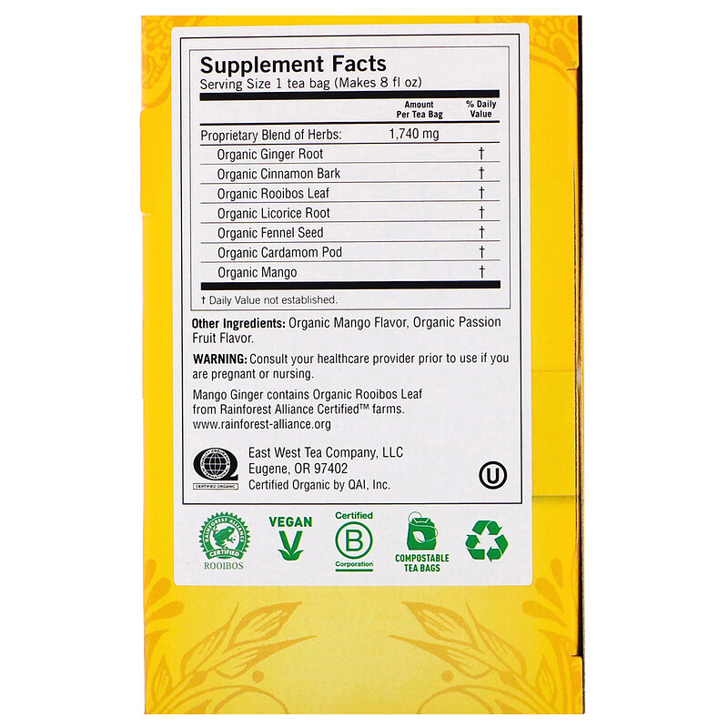 Mango Gger, Caffee Free, 16 Tea Bags, 1.12 oz (32 g