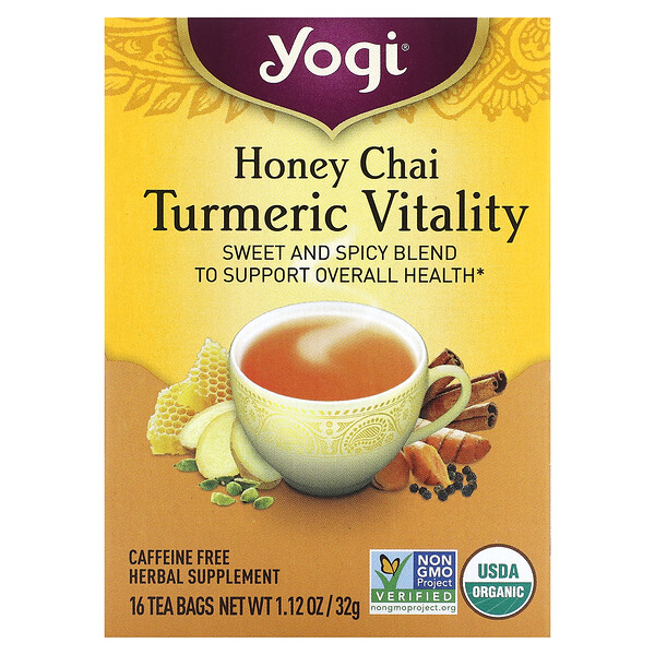 Yogi Tea‏, Turmeric Vitality, Honey Chai, Caffeine Free, 16 Tea Bags, 1.12 oz (32 g)
