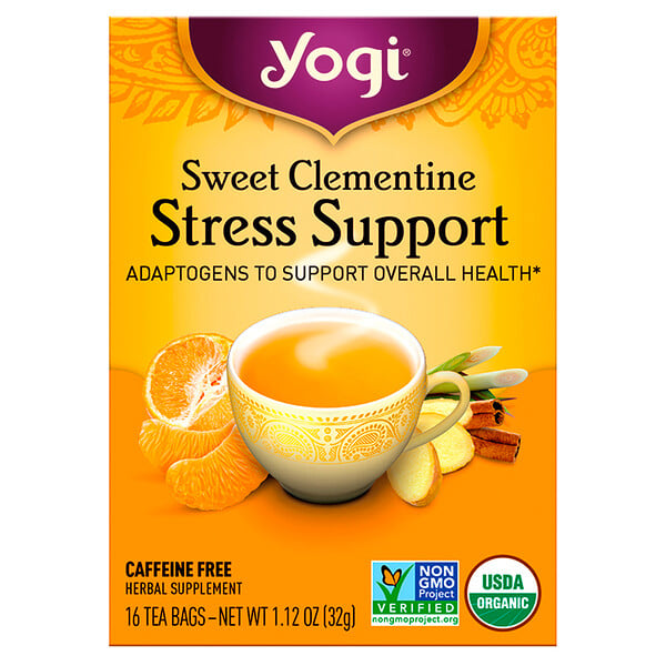 Yogi Tea, ストレスサポート、スイートクレメンタイン、カフェインフリー、16ティーバッグ、1.12オンス (32 g)