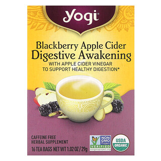Yogi Tea, Digestive Awakening 消化觉醒，黑莓苹果醋，无咖啡萃取，16 茶包，1.02 盎司（29 克）