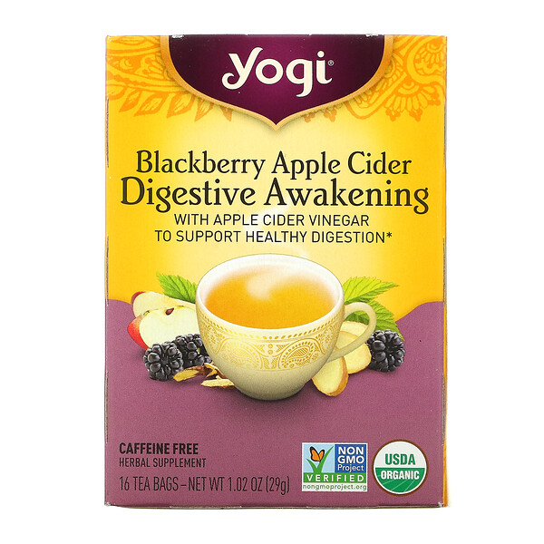 Digestive Awakening، التوت الأسود وخل التفاح، خالٍ من الكافيين، 16 كيس شاي، 1.02 أونصة (29 جم)