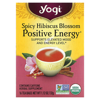 Yogi Tea Spicy Hibiscus Positive Energy, 16 чайных пакетиков, 32 г (1,12 унции)