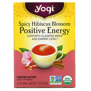 Yogi Tea, スパイシーハイビスカスブロッサム ポジティブエエネルギー、ティーバッグ16包、32g（1.12オンス）