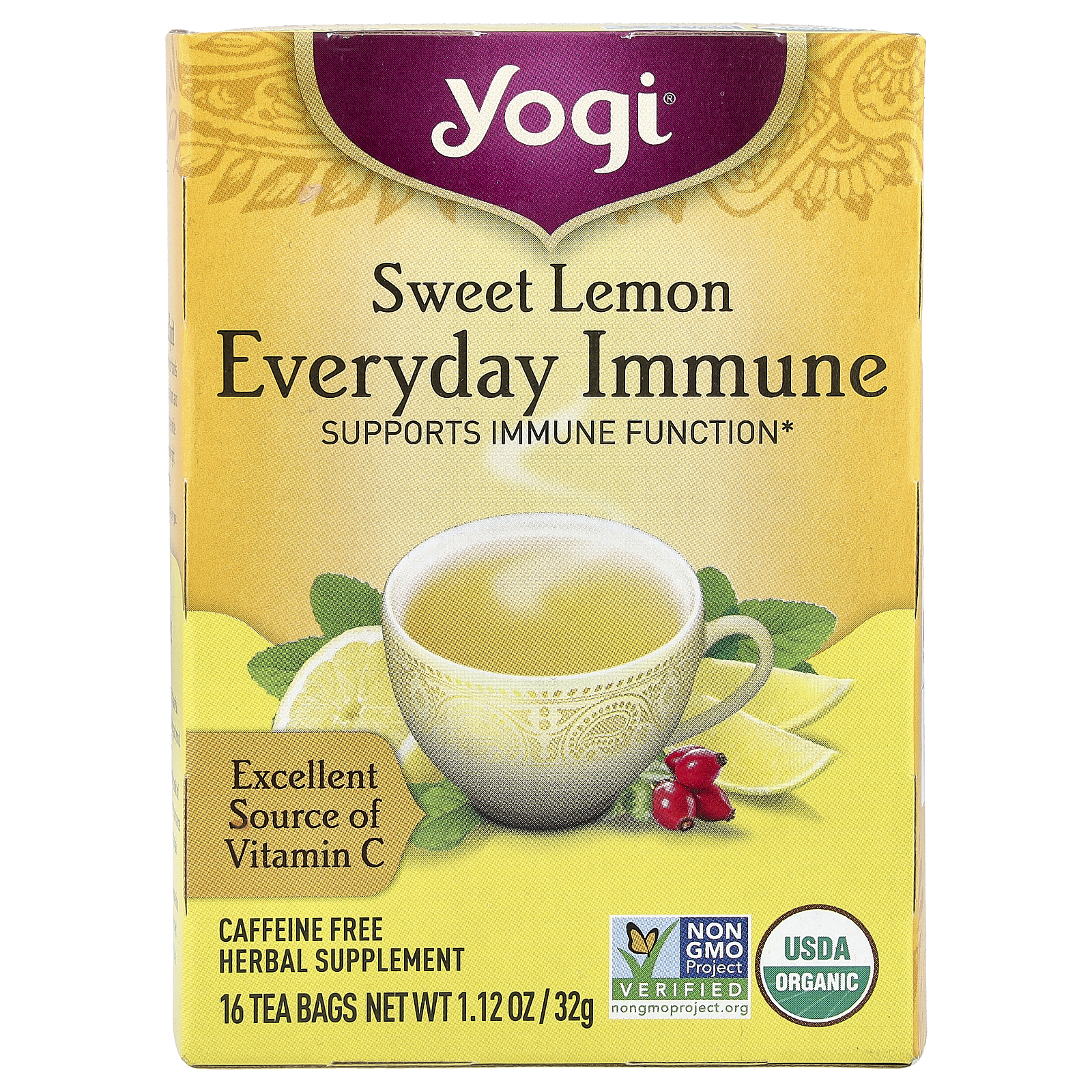 Sweet Lemon Everyday Immune、カフェインフリー、ティーバッグ16個