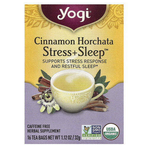 Yogi Tea Stress + Sleep™, Cinnamon Horchata, Caffeine Free, 16 Tea Bags, 1.12 oz (32 g)